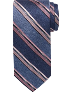 Pronto Uomo Pink & Blue Stripe Narrow Tie