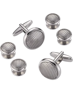 Pronto Uomo Cufflinks & Studs Set, Silver Grid