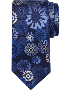 Joseph Abboud Narrow Silk Tie, Navy Mod Floral