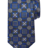 Joseph Abboud Narrow Silk Tie, Blue And Black Square And Floral Print