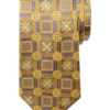 Joseph Abboud Narrow Silk Tie, Gold Square And Floral Print