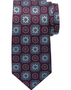Joseph Abboud Narrow Tie, Plum & Blue Medallion