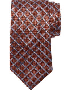 Pronto Uomo Narrow Tie, Orange Grid
