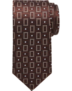 Pronto Uomo Narrow Tie, Brown Box Square