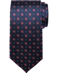 Pronto Uomo Narrow Tie, Navy Geometric Dot