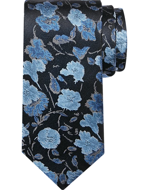 Awearness Kenneth Cole Skinny Tie, Blue Floral 1 Awearness Kenneth Cole Skinny Tie, Blue Floral