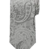 Pronto Uomo Narrow Tie, Silver Paisley