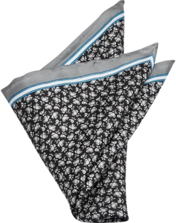 Pronto Uomo Pocket Square, Black Abstract