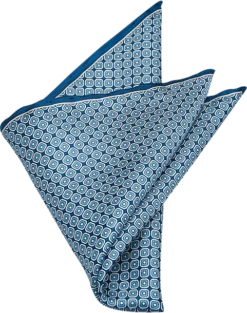 Pronto Uomo Pocket Square, Blue Square Dot