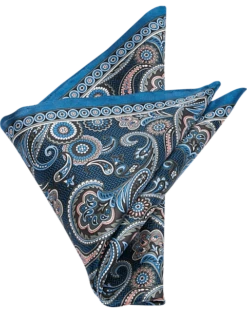 Pronto Uomo Pocket Square, Navy Paisley