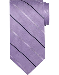 Pronto Uomo Narrow Tie, Lavender With Black & White Stripes