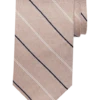 Pronto Uomo Narrow Tie, Taupe With Black & White Stripes
