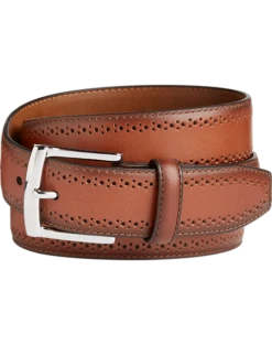 Johnston & Murphy Perforated Edge Belt, Cognac