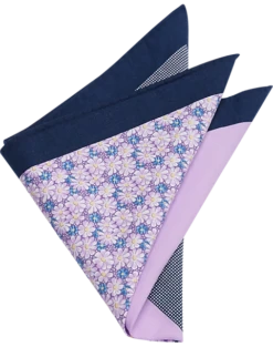 Joseph Abboud Pocket Square, Navy & Purple Multi Pattern