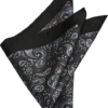 Joseph Abboud Silk Pocket Square, Black Paisley