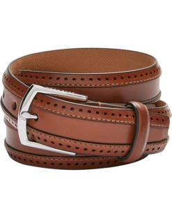 Cole Haan Perforated Edge Belt, British Tan