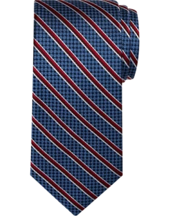 Pronto Uomo Narrow Tie, Burgundy & Blue Stripe