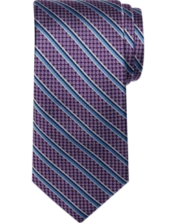 Pronto Uomo Narrow Tie, Purple & Blue Stripe