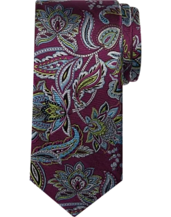 Pronto Uomo Narrow Tie, Berry Floral