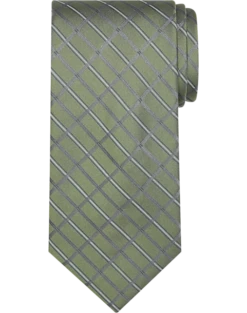 Calvin Klein Narrow Tie, Olive Plaid