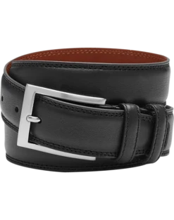 Joseph Abboud Double Loop Leather Belt, Black