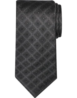 Awearness Kenneth Cole Narrow Tie, Charcoal Puzzle Pattern