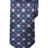 Awearness Kenneth Cole Narrow Tie, Navy And Lilac Floret Medallion