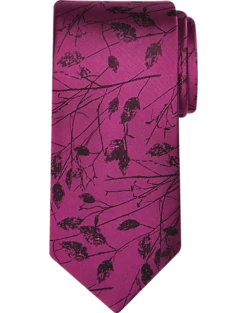 Pronto Uomo Narrow Tie, Fuchsia Marsh Twigs