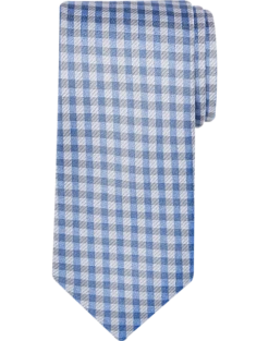 Pronto Uomo Narrow Tie, Blue Gingham