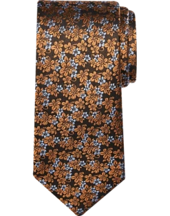 Pronto Uomo Narrow Tie, Rust Double Daisy