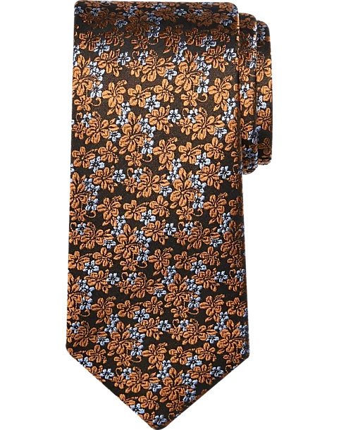 Pronto Uomo Narrow Tie, Rust Double Daisy 1 Pronto Uomo Narrow Tie, Rust Double Daisy
