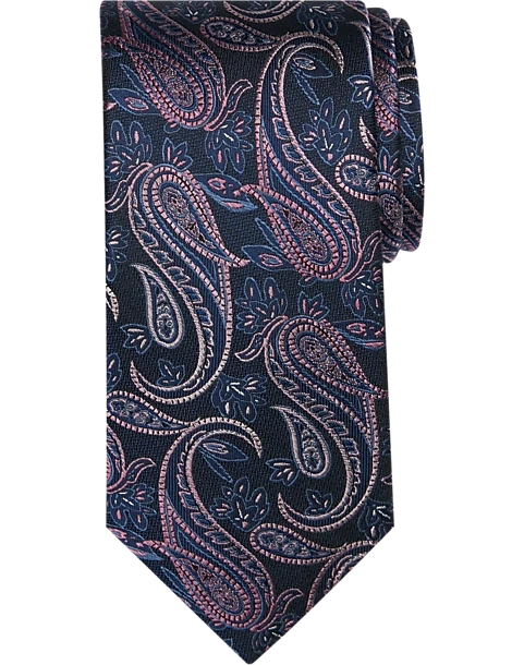 Pronto Uomo Narrow Tie, Pink Paisley 1 Pronto Uomo Narrow Tie, Pink Paisley
