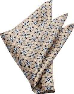 Pronto Uomo Pocket Square, Taupe Medallion