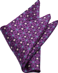 Pronto Uomo Pocket Square, Plum Medallion