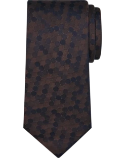 Pronto Uomo Narrow Tie, Brown Dot
