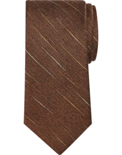 Pronto Uomo Narrow Tie, Rust Sketched Stripe