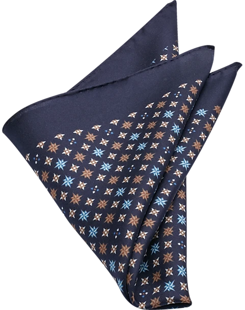 Joseph Abboud Pocket Square, Blue Mini Retro Pattern 1 Joseph Abboud Pocket Square, Blue Mini Retro Pattern