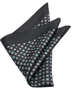 Joseph Abboud Pocket Square, Black Mini Retro Pattern