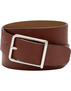 Joseph Abboud Leather Casual Belt, Cognac Abstract Geo