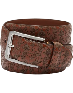 Joseph Abboud Leather Casual Belt, Cognac Floral