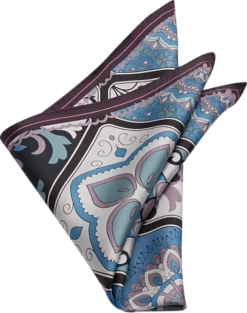 Joseph Abboud Pocket Square, Blue Tile Mosaic