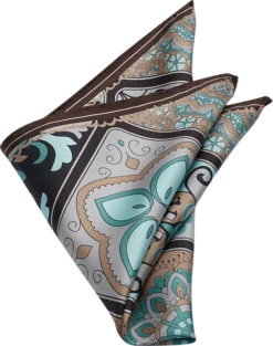 Joseph Abboud Pocket Square, Green Tile Mosaic