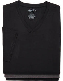 Egara Slim Fit V-Neck T-Shirt, 3-Pack, Black & Gray