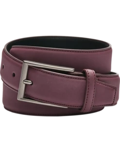Egara Feather Edge 32mm Faux Leather Belt, Burgundy