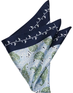 Pronto Uomo Pocket Square, Green Paisley