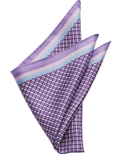 Pronto Uomo Pocket Square, Purple Check