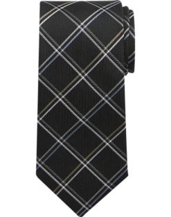 Pronto Uomo Large Scale Plaid Tie, Black