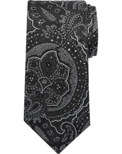 Pronto Uomo Narrow Tie, Black Tonal Paisley